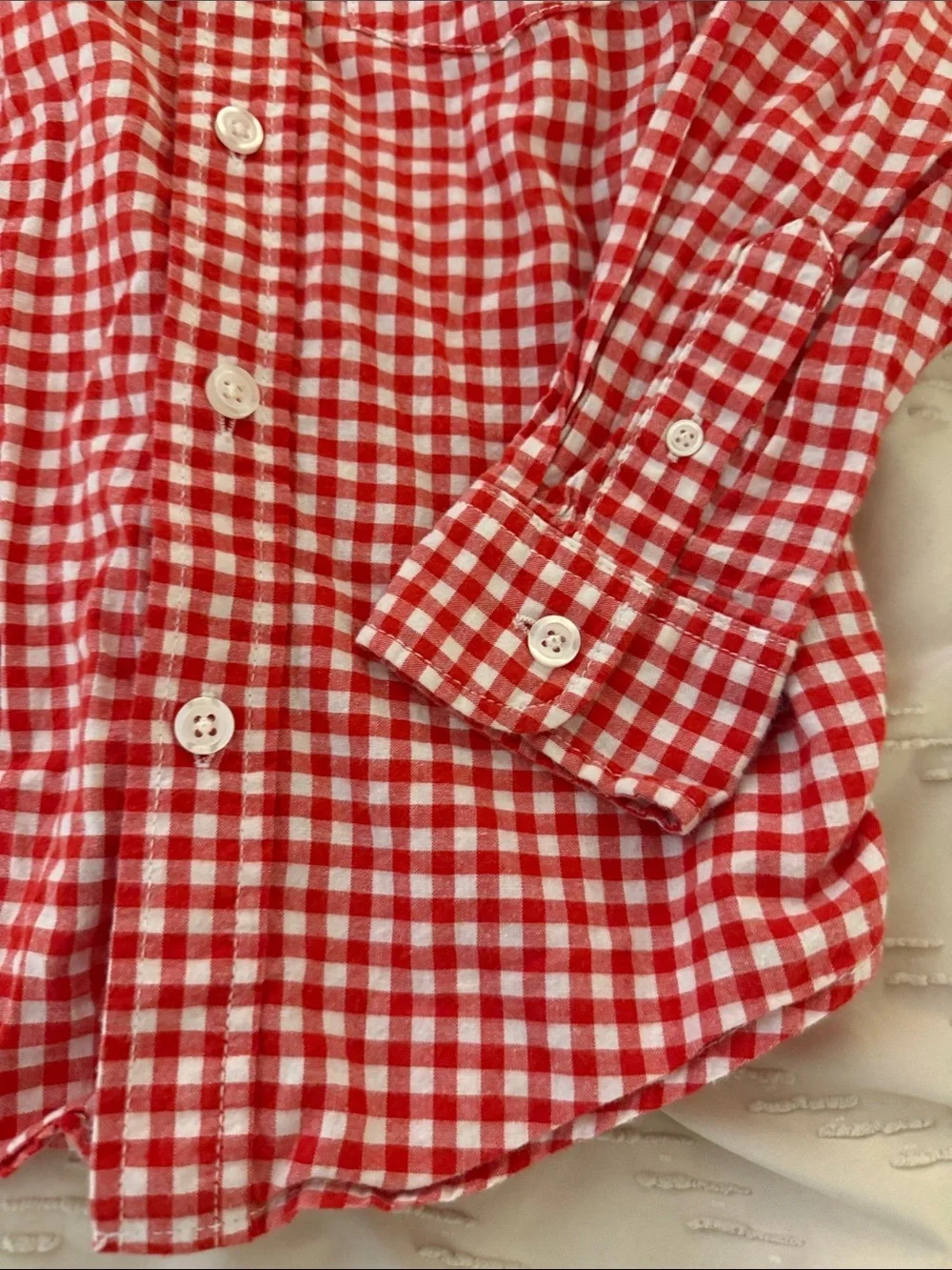 Cat & Jack Red and White Gingham Button-Down Shirt